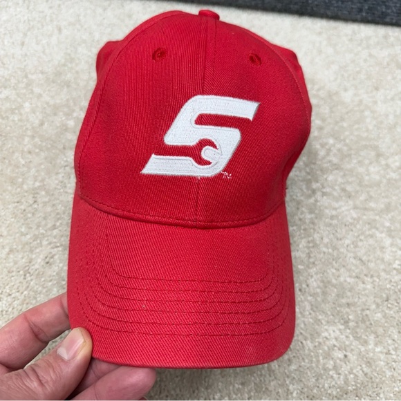 Snap On red Hat Cap One Size fitted ball cap - Picture 11 of 11